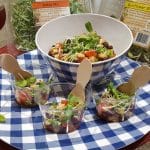 Healthy cowboy caviar dip with black beans, corn, fresh vegetables and microgreens from The Greensted, served with tortilla chips and featuring sunflower shoots and zesty mix microgreens from the Zumbrota store.
