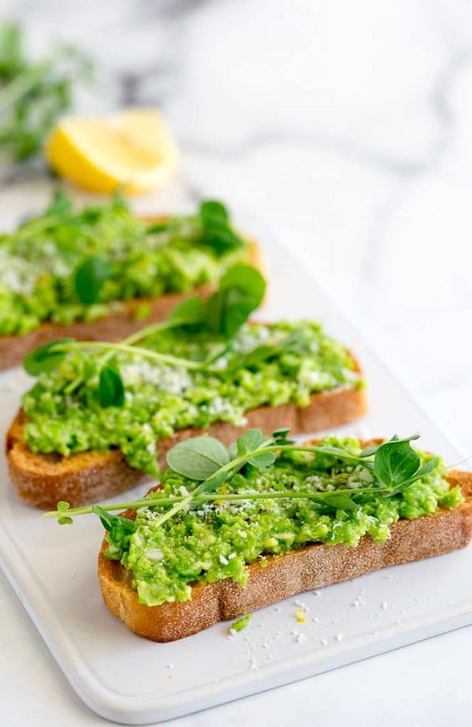 Sweet Pea Microgreen Bruschetta