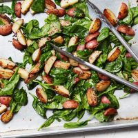 roasted potatoes and spinach