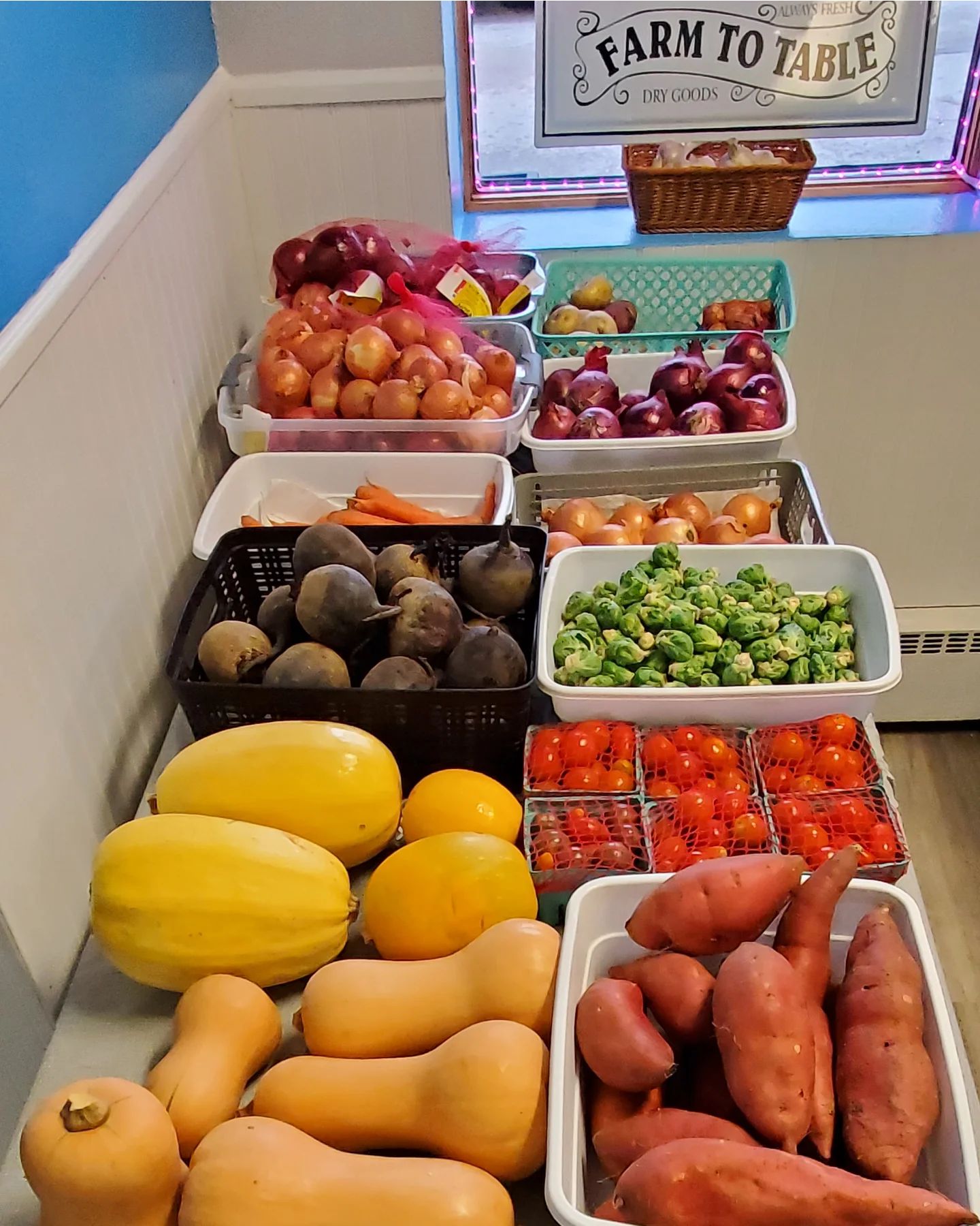 Fresh produce display at The Greensted Grocery