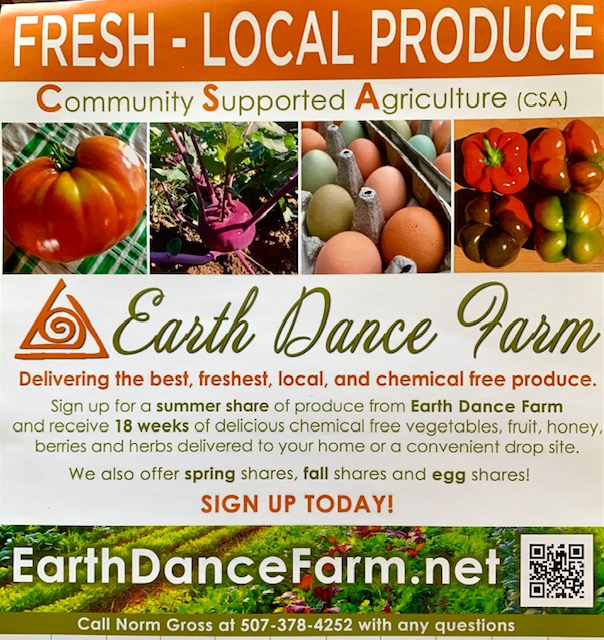 Fresh organic vegetables from Earth Dance Farm in Spring Valley, MN, available through CSA shares at The Greensted grocery in Zumbrota.