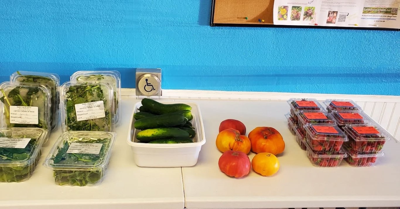 Fresh summer vegetables display